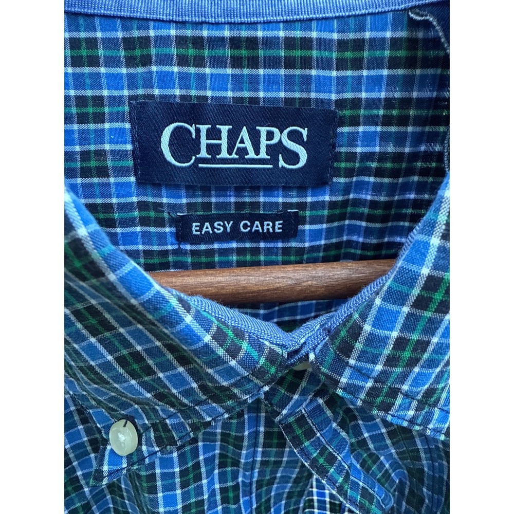 Chaps Easy Care XL Tall Men's Blue Plaid Long‎ Sleeve Shirt